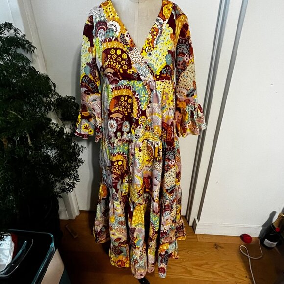 LA DOUBLEJ Jennifer Jane Holi Floral-Print Tiered Poplin Midi Dress - Picture 5 of 12